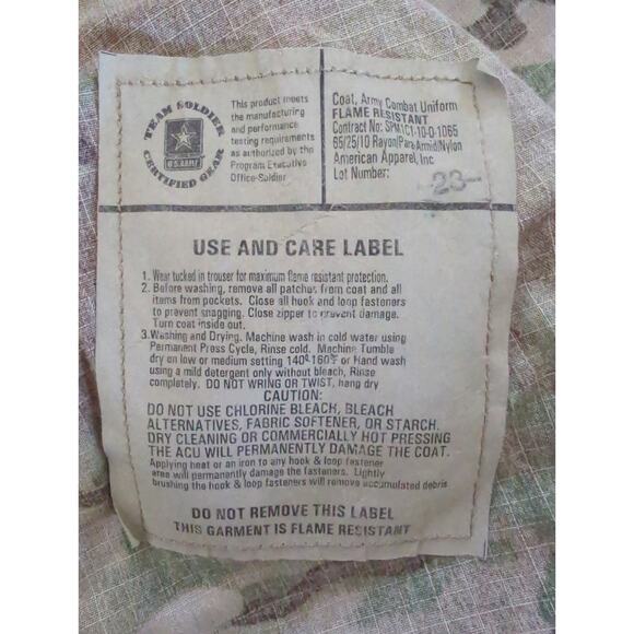 US Army MultiCam Coat Combat Uniform Shirt Size Medium Regular - Picture 5 of 8